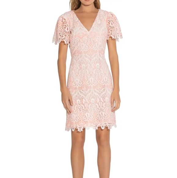 Shoshanna Ezmerelda V-Neck Lace Dress Pink Size 10 - Picture 1 of 8